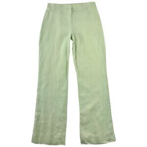 Teide 100% Linen Pastel Green Straight Leg Trousers Minimalist Vacation Pants 28